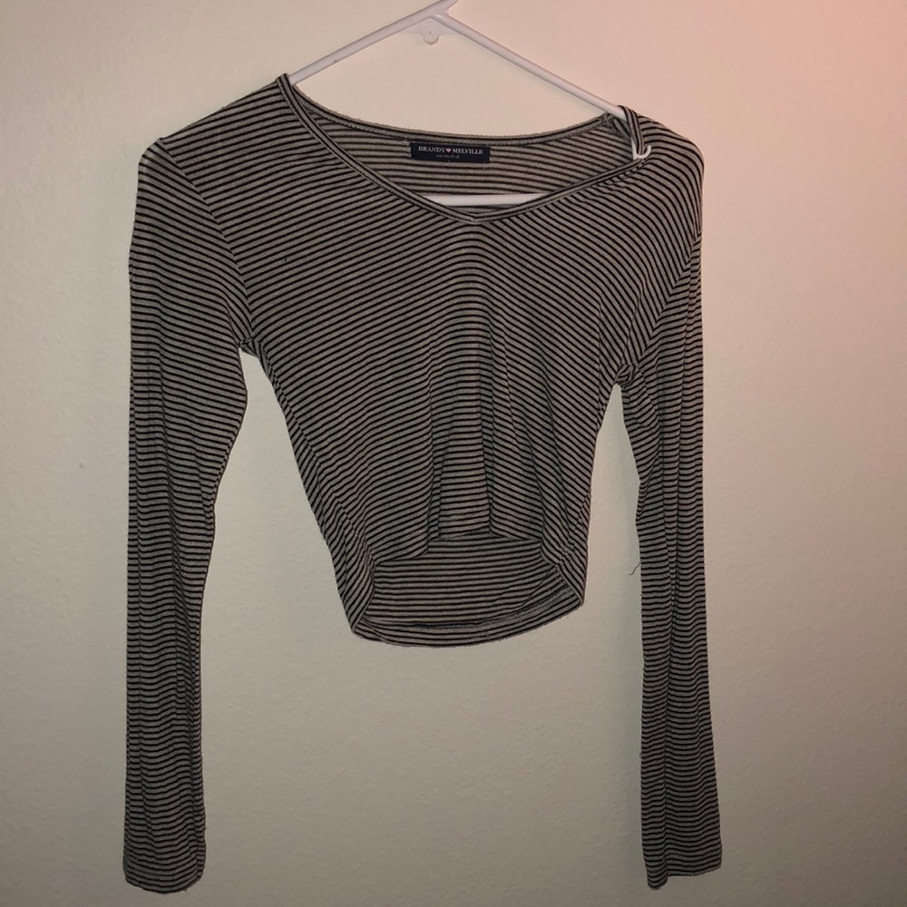 Striped, cropped brandy striped long sleeve